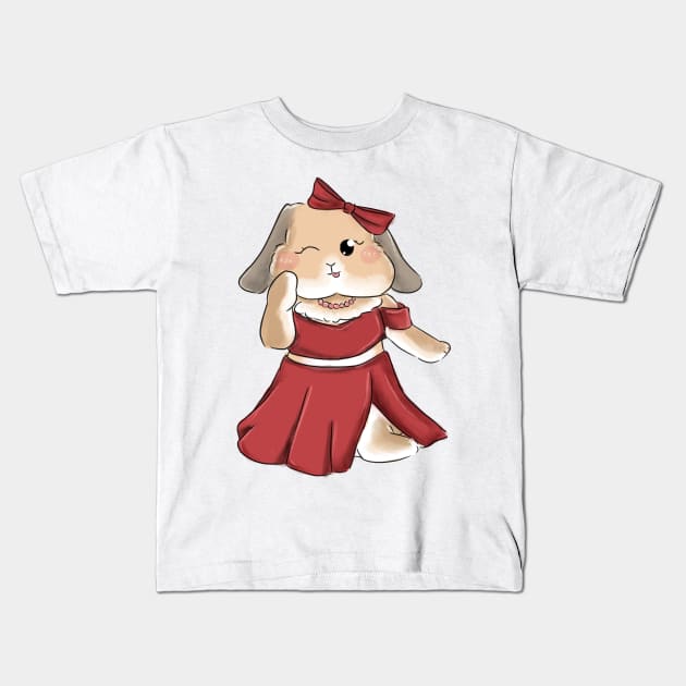 Red Rabbit Sexy Outfit _ Bunniesmee Kids T-Shirt by GambarGrace